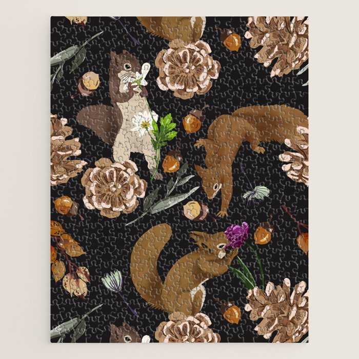 Squirrel flowering dark meadow Jigsaw Puzzle Gallery Image 1