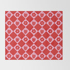 Flowers And Strawberry Pink & Red Checker Throw Blanket Gallery Image 2
