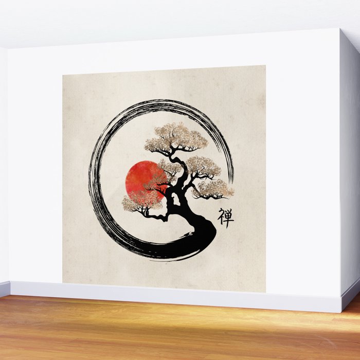 Enso Circle and Bonsai Tree on Canvas Wall Mural Gallery Image 2