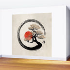 Enso Circle and Bonsai Tree on Canvas Wall Mural Gallery Image 2
