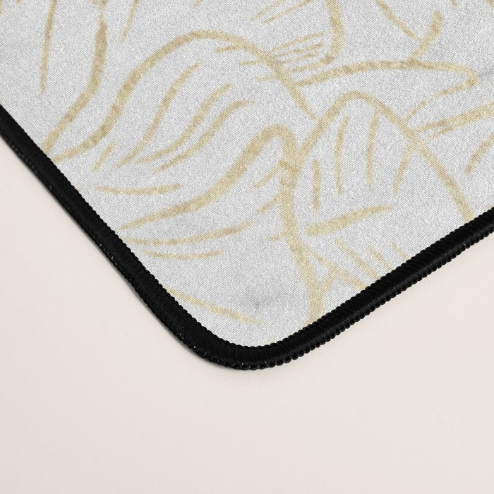 Elegant modern white faux gold marble floral Desk Mat Gallery Image 4