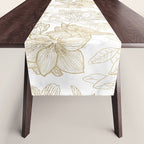Elegant modern white faux gold marble floral Table Runner Gallery Image 1