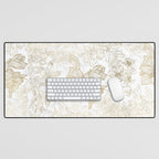 Elegant modern white faux gold marble floral Desk Mat Gallery Image 1