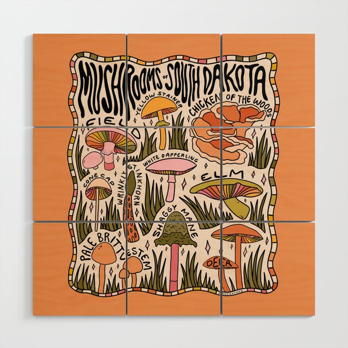 Mushrooms of South Dakota Wood Wall Art Gallery Image 1