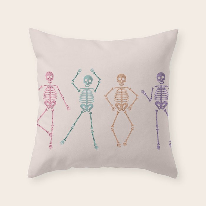 Halloween Party Skeletons Throw Pillow Gallery Image 6