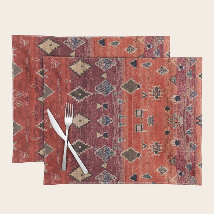 Traditional Oriental Moroccan Rug Design Placemat Gallery Image 1