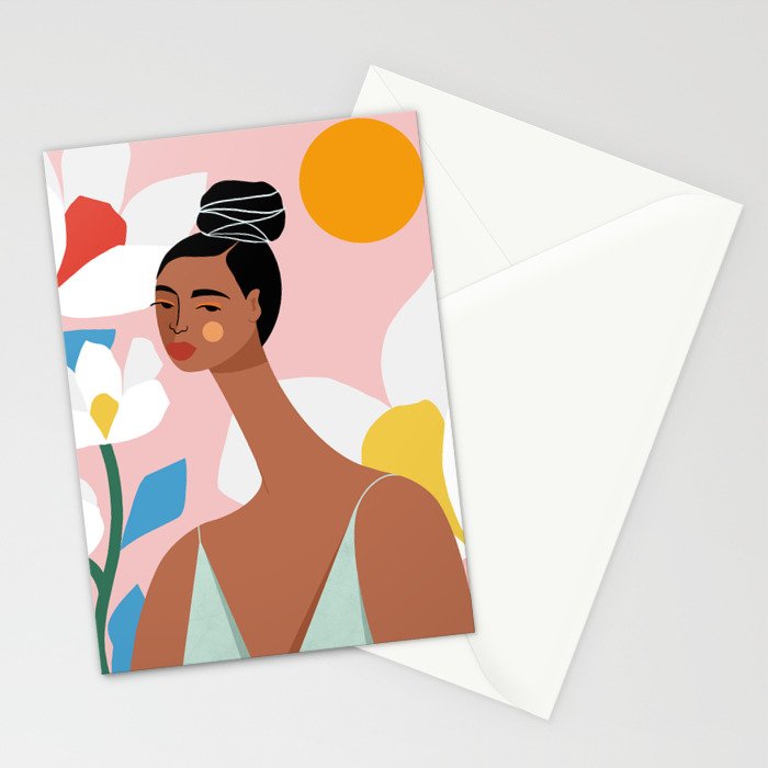 Boho Top Knot Stationery Card Gallery Image 2