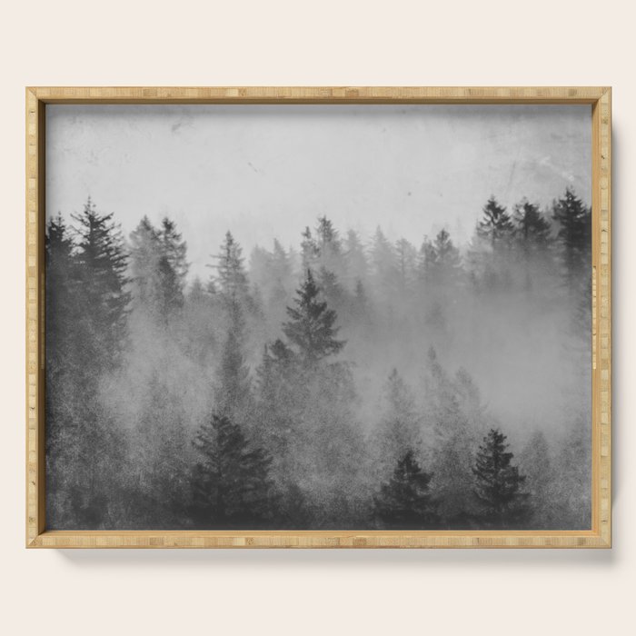Black and White Forest Abstract Serving Tray Gallery Image 1