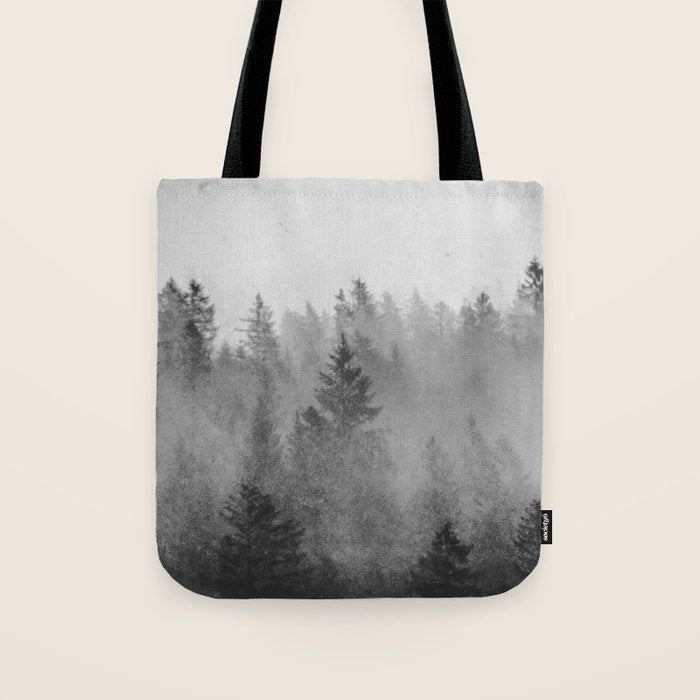 Black and White Forest Abstract Tote Bag Gallery Image 1