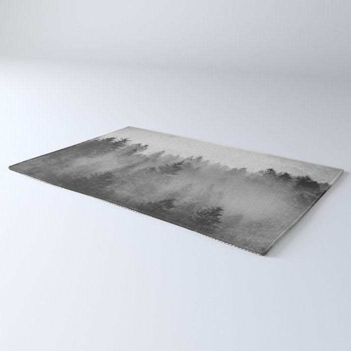 Black and White Forest Abstract Rug Gallery Image 3