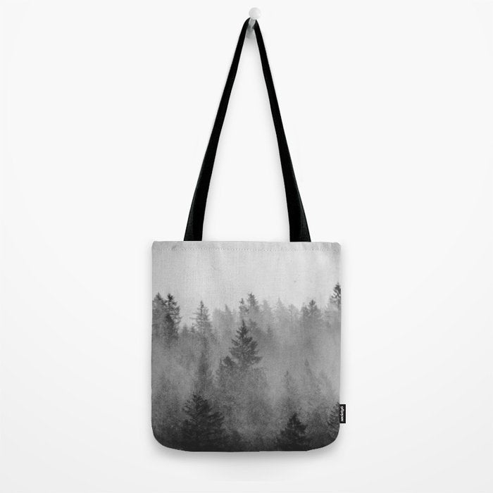 Black and White Forest Abstract Tote Bag Gallery Image 2