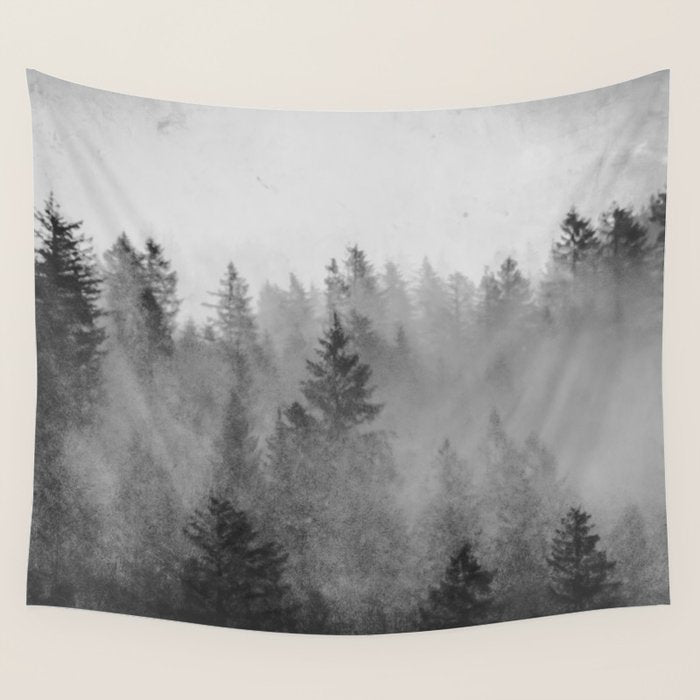 Black and White Forest Abstract Wall Tapestry Gallery Image 4