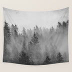Black and White Forest Abstract Wall Tapestry Gallery Image 4