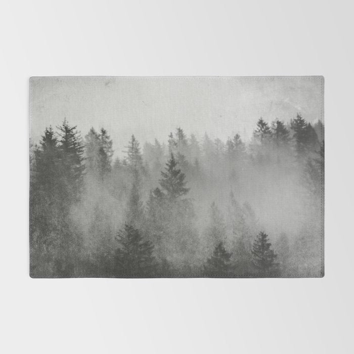 Black and White Forest Abstract Rug Gallery Image 2