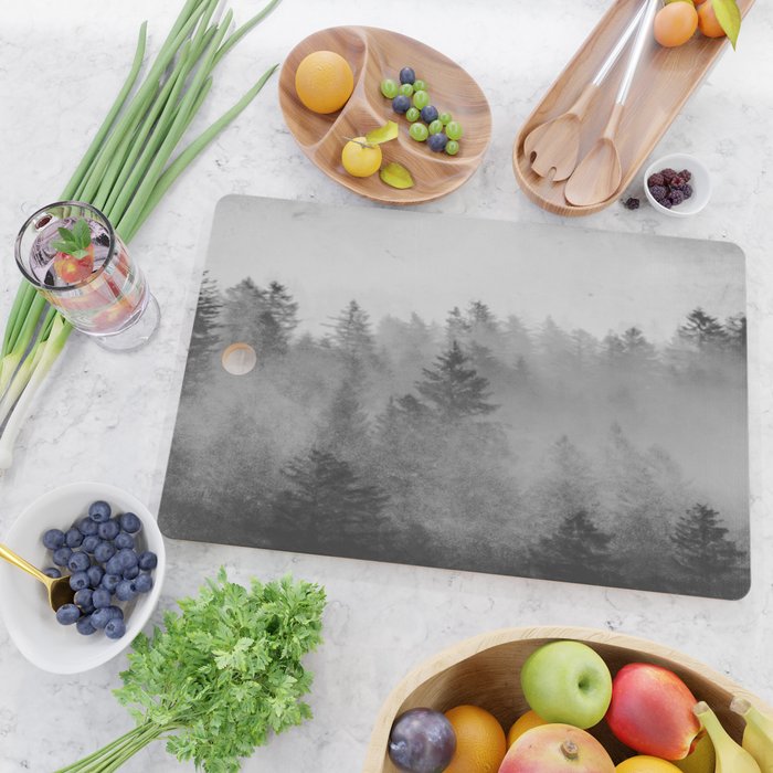 Black and White Forest Abstract Cutting Board Gallery Image 2