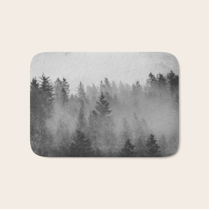 Black and White Forest Abstract Bath Mat Gallery Image 1