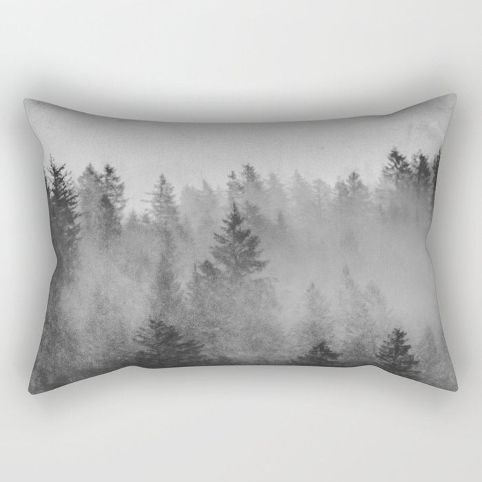 Black and White Forest Abstract Rectangular Pillow Gallery Image 1