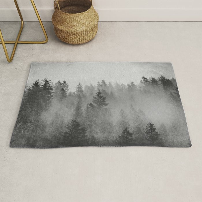 Black and White Forest Abstract Rug Gallery Image 1