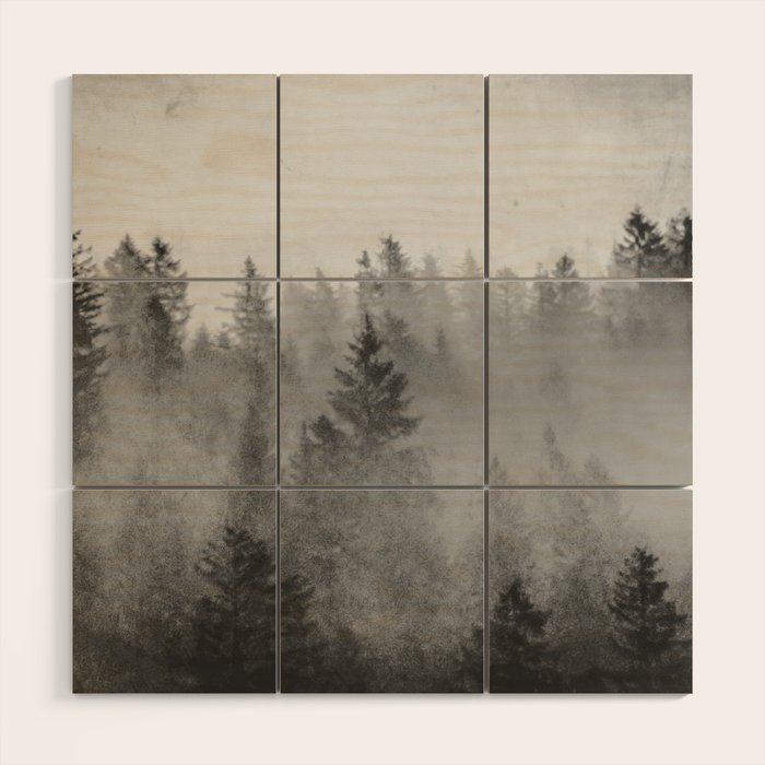 Black and White Forest Abstract Wood Wall Art Gallery Image 1