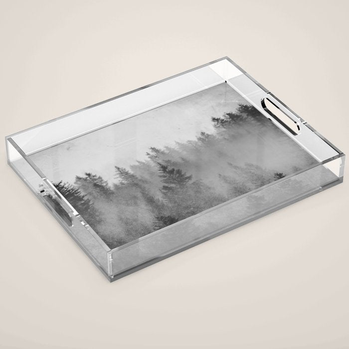 Black and White Forest Abstract Acrylic Tray Gallery Image 1
