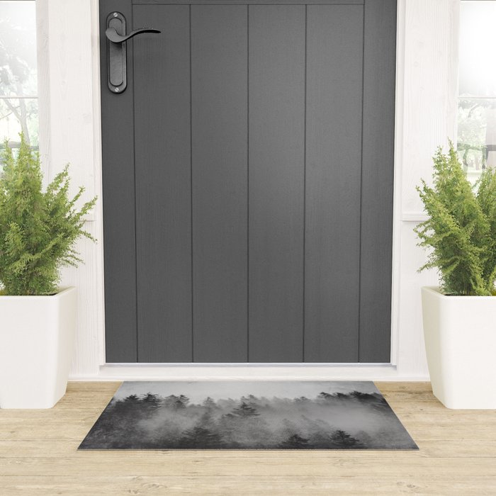 Black and White Forest Abstract Welcome Mat Gallery Image 3