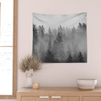 Black and White Forest Abstract Wall Tapestry Gallery Image 2