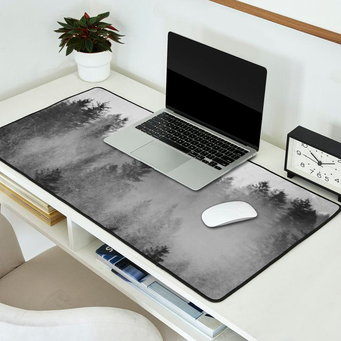 Black and White Forest Abstract Desk Mat Gallery Image 2