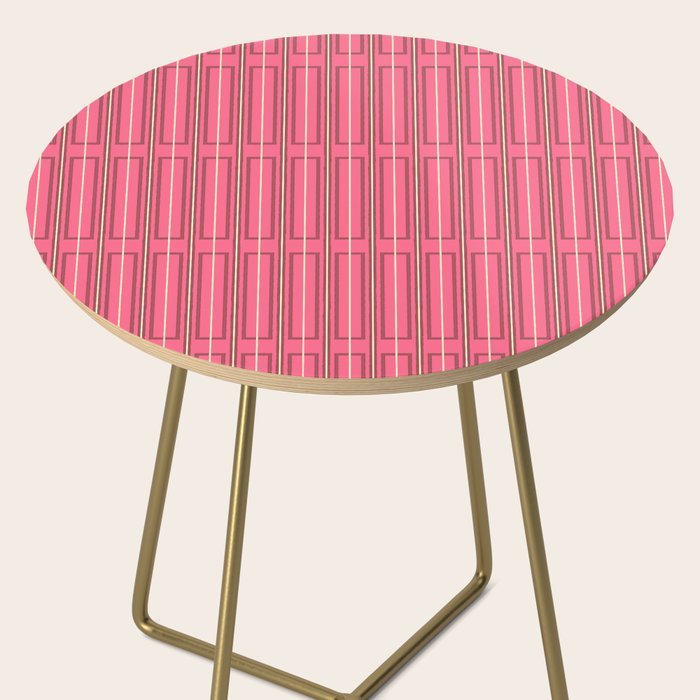 Eclectic Geometric Geo Box Striped Pattern in Bold Pink Brown Cream Side Table Gallery Image 2