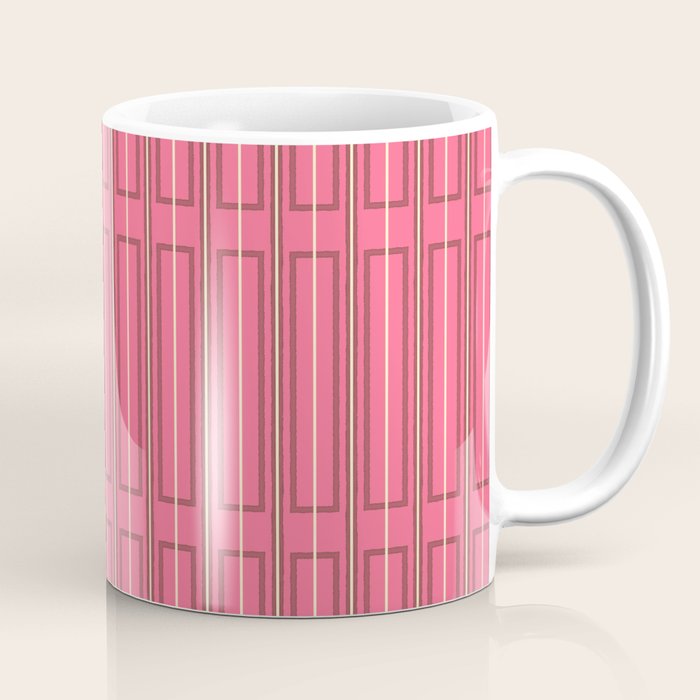 Eclectic Geometric Geo Box Striped Pattern in Bold Pink Brown Cream Coffee Mug Gallery Image 1