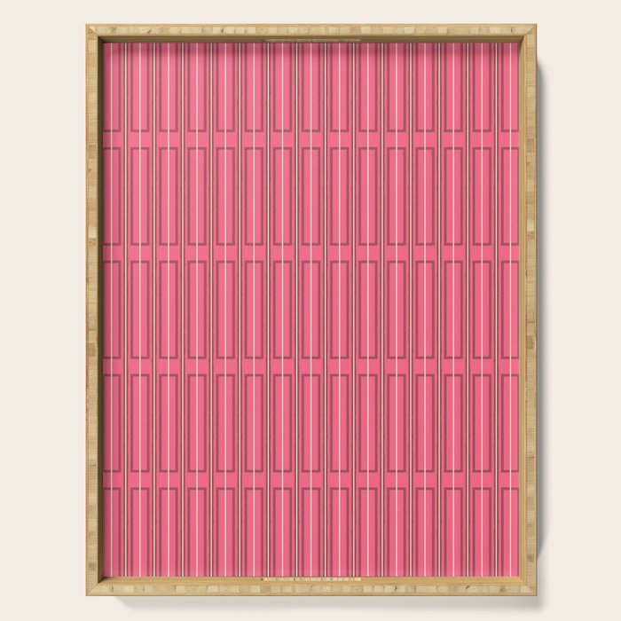 Eclectic Geometric Geo Box Striped Pattern in Bold Pink Brown Cream Serving Tray Gallery Image 1