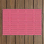 Eclectic Geometric Geo Box Striped Pattern in Bold Pink Brown Cream Outdoor Rug Gallery Image 1