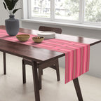 Eclectic Geometric Geo Box Striped Pattern in Bold Pink Brown Cream Table Runner Gallery Image 2