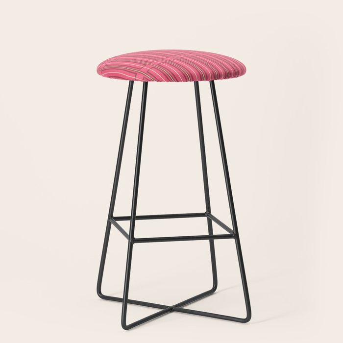 Eclectic Geometric Geo Box Striped Pattern in Bold Pink Brown Cream Stool Gallery Image 1