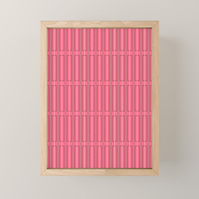 Eclectic Geometric Geo Box Striped Pattern in Bold Pink Brown Cream Mini Art Print Gallery Image 1
