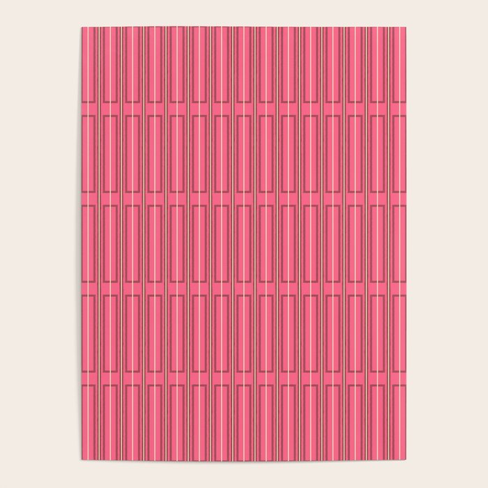Eclectic Geometric Geo Box Striped Pattern in Bold Pink Brown Cream Poster Gallery Image 1