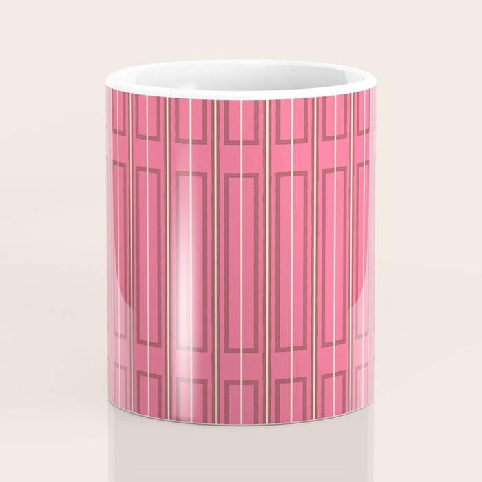Eclectic Geometric Geo Box Striped Pattern in Bold Pink Brown Cream Coffee Mug Gallery Image 4