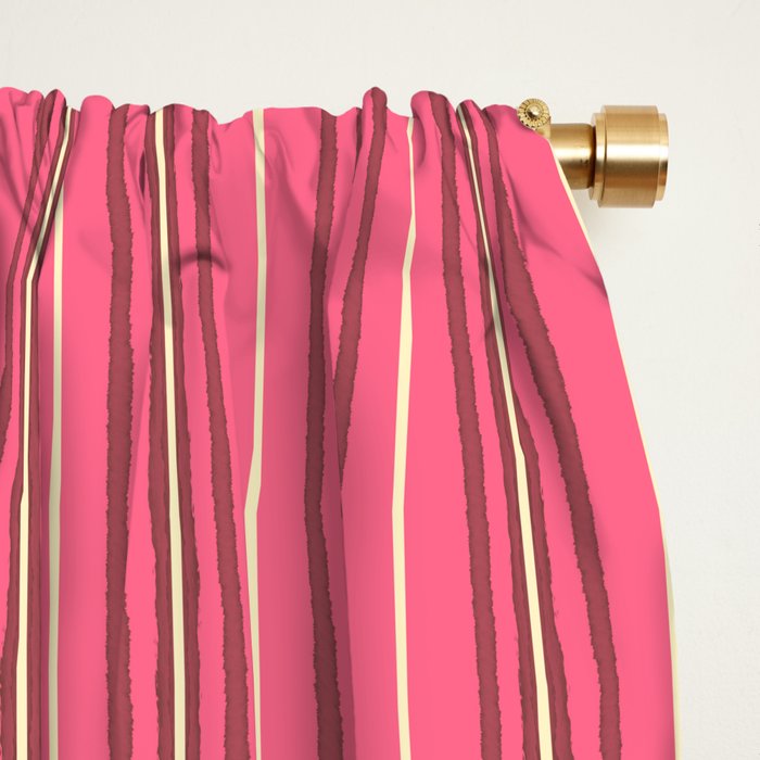 Eclectic Geometric Geo Box Striped Pattern in Bold Pink Brown Cream Window Curtain Gallery Image 2