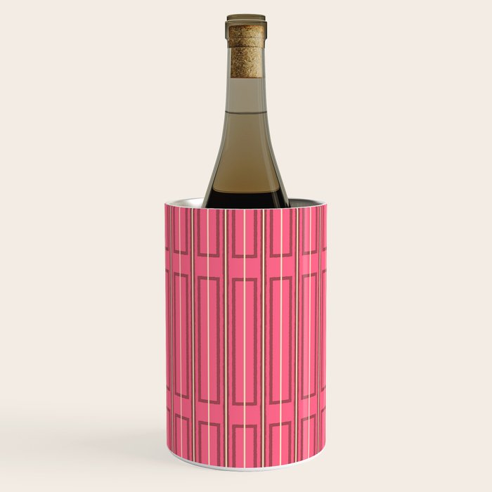 Eclectic Geometric Geo Box Striped Pattern in Bold Pink Brown Cream Wine Chiller Gallery Image 1
