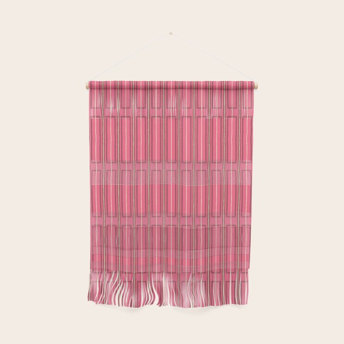 Eclectic Geometric Geo Box Striped Pattern in Bold Pink Brown Cream Wall Hanging Gallery Image 1