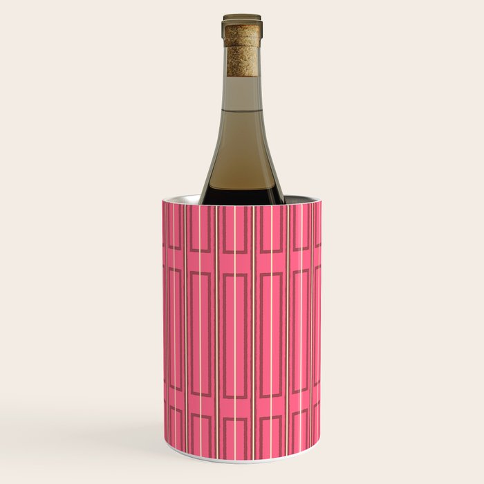 Eclectic Geometric Geo Box Striped Pattern in Bold Pink Brown Cream Wine Chiller Gallery Image 2