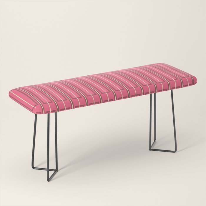 Eclectic Geometric Geo Box Striped Pattern in Bold Pink Brown Cream Bench Gallery Image 1