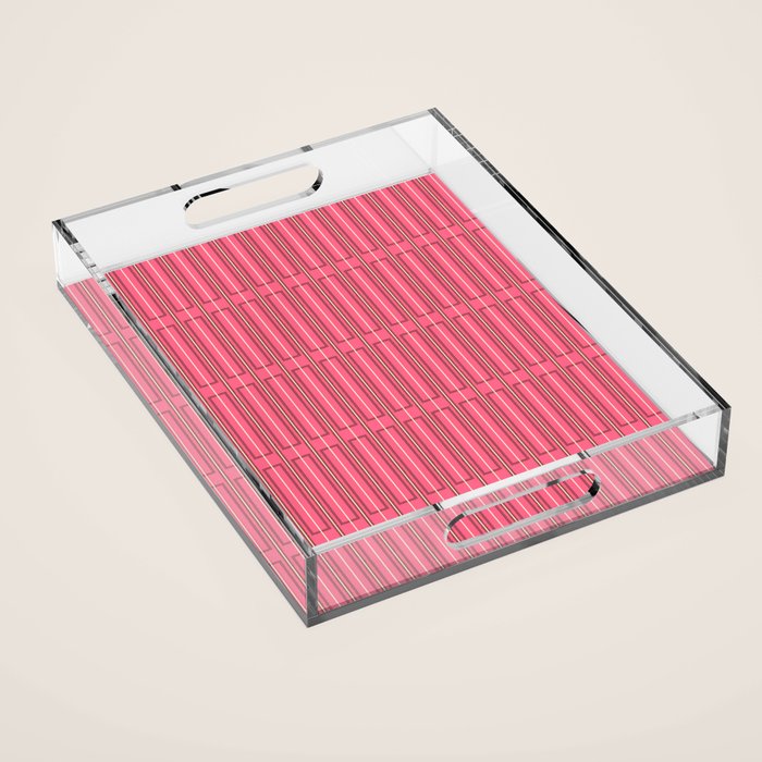 Eclectic Geometric Geo Box Striped Pattern in Bold Pink Brown Cream Acrylic Tray Gallery Image 1