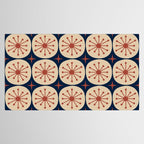Retro Mid Century Modern Atomic Dots and Stars Pattern in Mid Mod Orange Beige Navy Blue Tablecloth Gallery Image 2