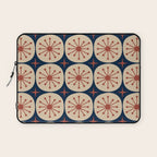 Retro Mid Century Modern Atomic Dots and Stars Pattern in Mid Mod Orange Beige Navy Blue Laptop Sleeve Gallery Image 1
