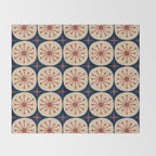 Retro Mid Century Modern Atomic Dots and Stars Pattern in Mid Mod Orange Beige Navy Blue Throw Blanket Gallery Image 2
