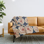 Retro Mid Century Modern Atomic Dots and Stars Pattern in Mid Mod Orange Beige Navy Blue Throw Blanket Gallery Image 1