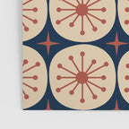 Retro Mid Century Modern Atomic Dots and Stars Pattern in Mid Mod Orange Beige Navy Blue Poster Gallery Image 3