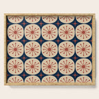 Retro Mid Century Modern Atomic Dots and Stars Pattern in Mid Mod Orange Beige Navy Blue Serving Tray Gallery Image 1