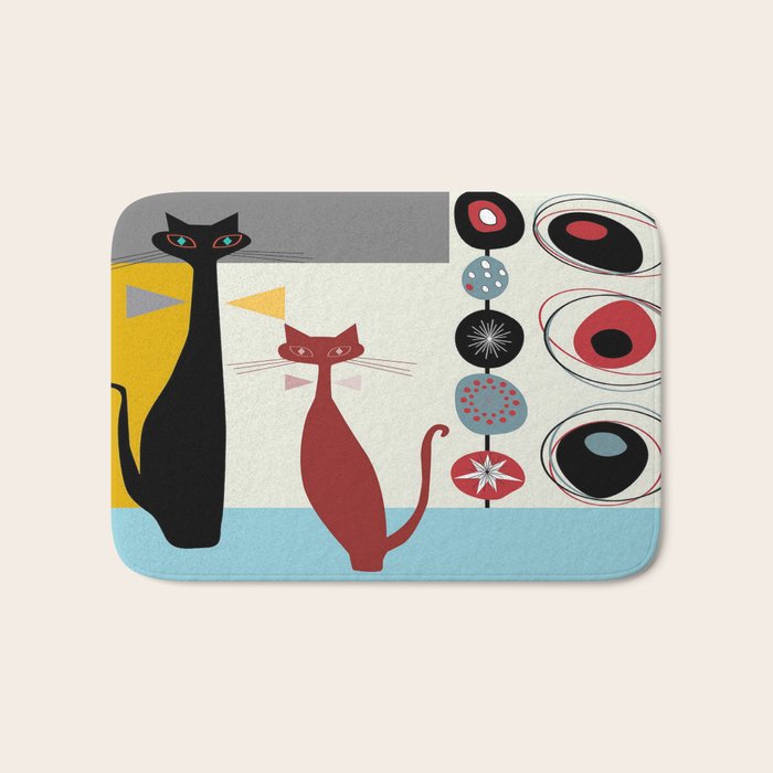 Mid-Century Modern Art Cats Bath Mat Gallery Image 1