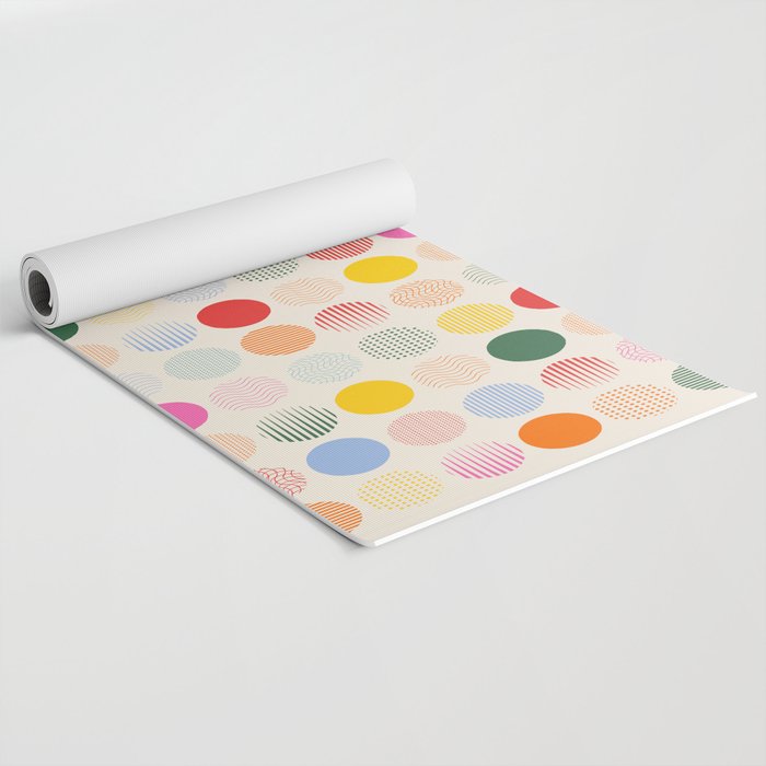 Retro Geometric Circles: Peach Bauhaus Edition Yoga Mat Gallery Image 2
